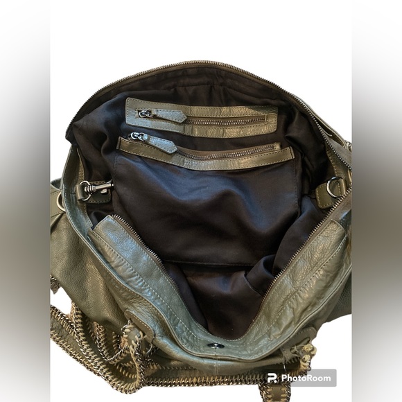 Joelle Hawkins Large Leather Army Green Shoulder & Crossbody Bag. - Picture 3 of 15